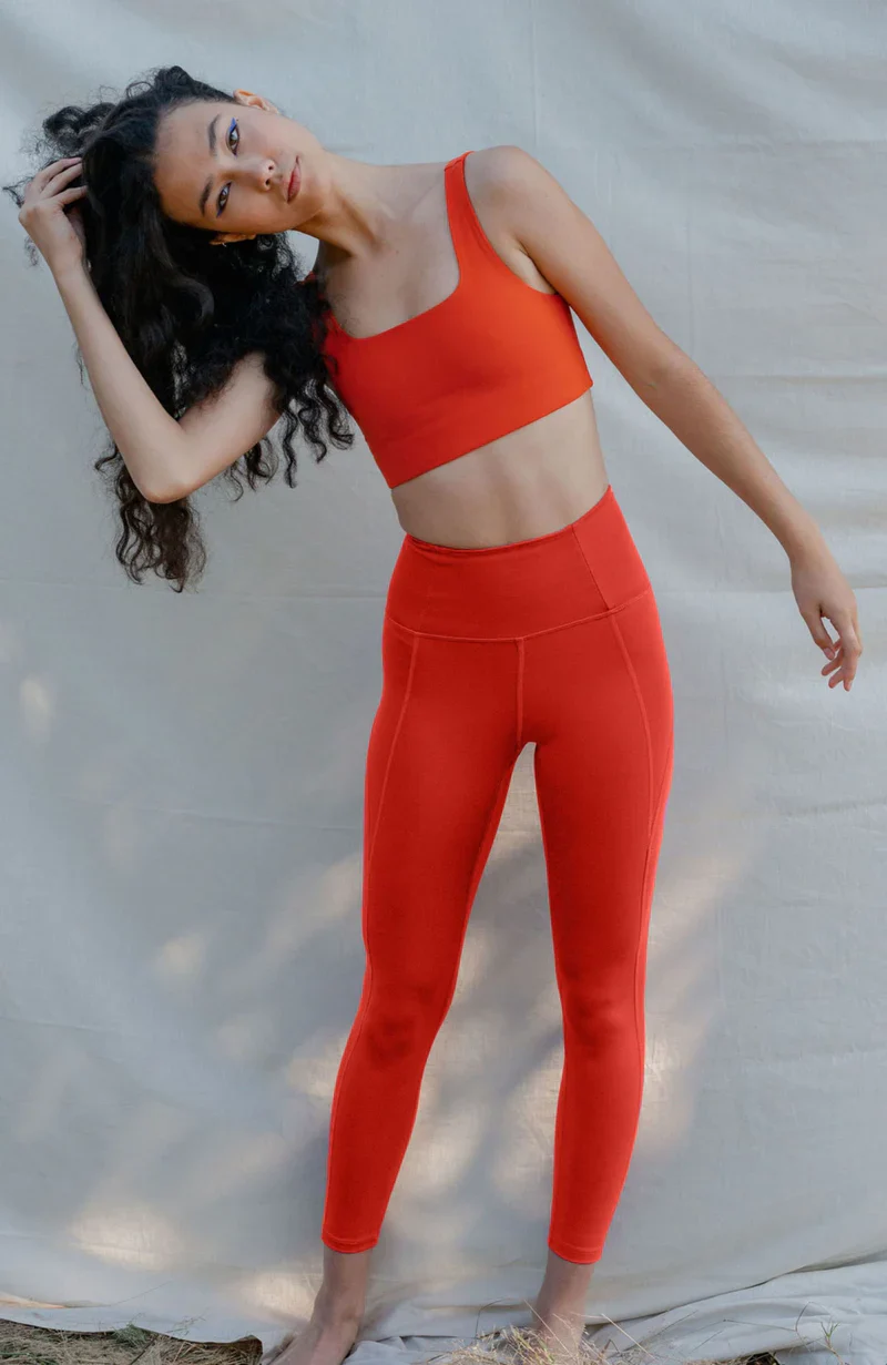 23.75" Crop High Rise Classic Compressive Leggings in Tart Orange
