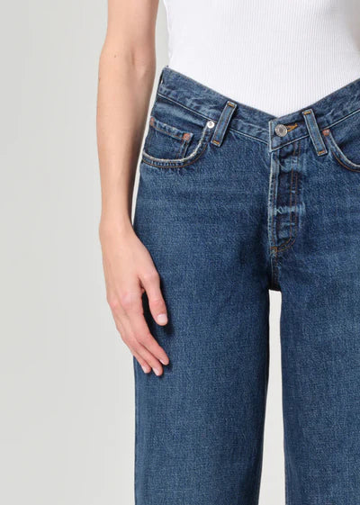 AGOLDE V Waist Baggy Jeans in Nexus Blue - Image 2