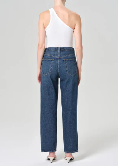 AGOLDE V Waist Baggy Jeans in Nexus Blue - Image 4