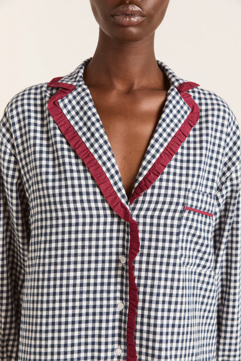 Antonia Pj Set in Navy Gingham - Image 3