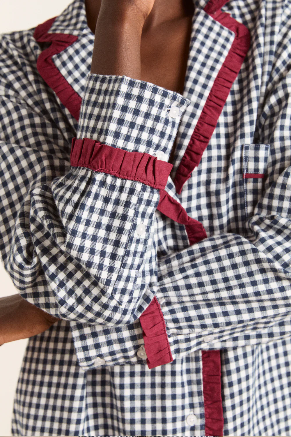 Antonia Pj Set in Navy Gingham - Image 4