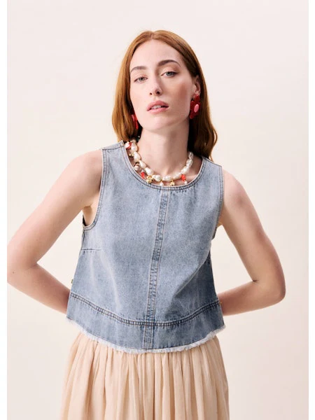 Aqualina Top in Blue Jean