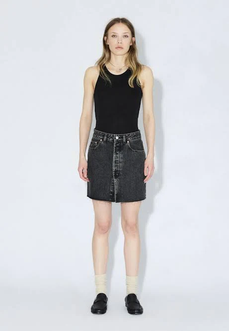 Ara Denim Skirt in Aged Black