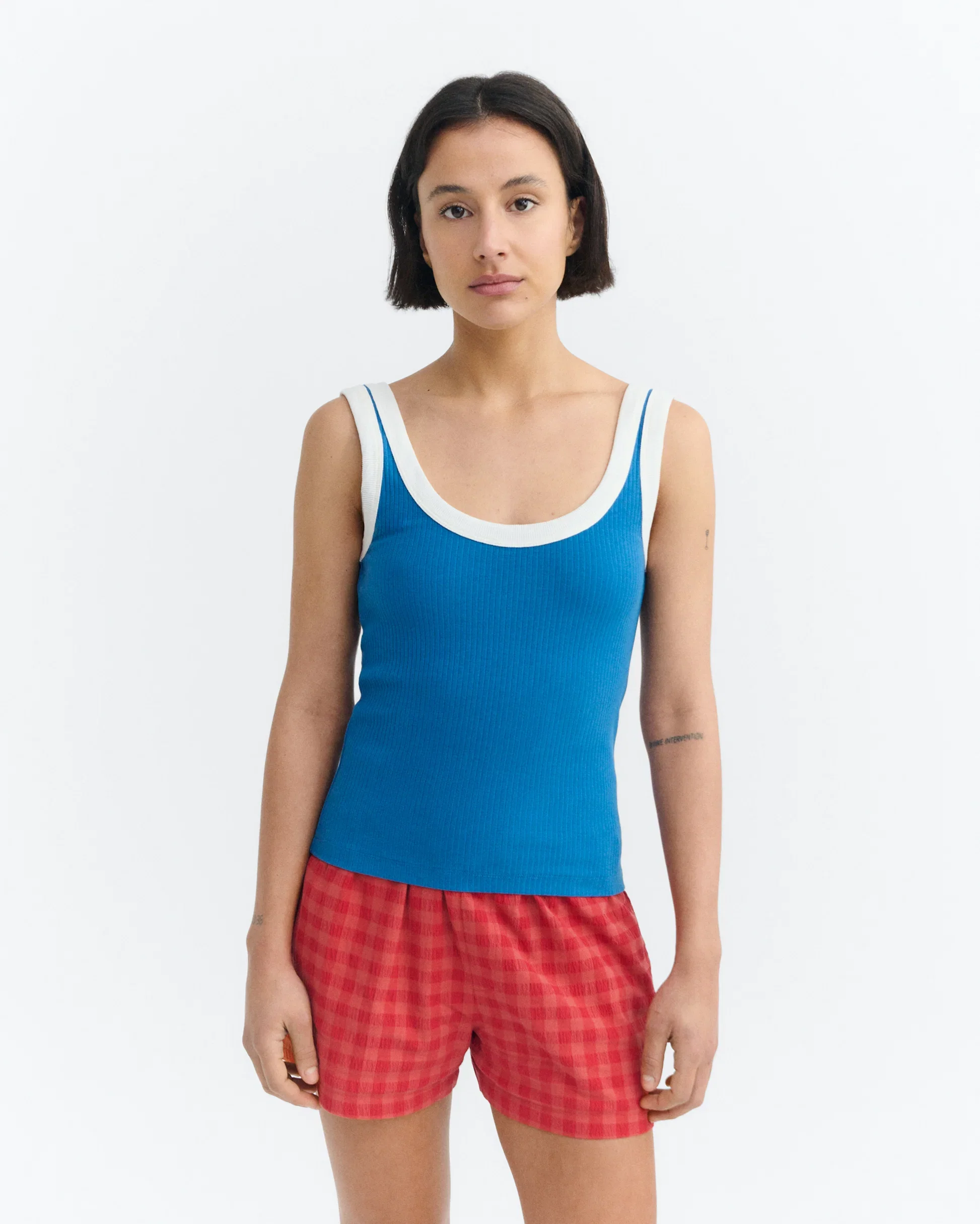 Blue with White Contrast Julia Tank Top