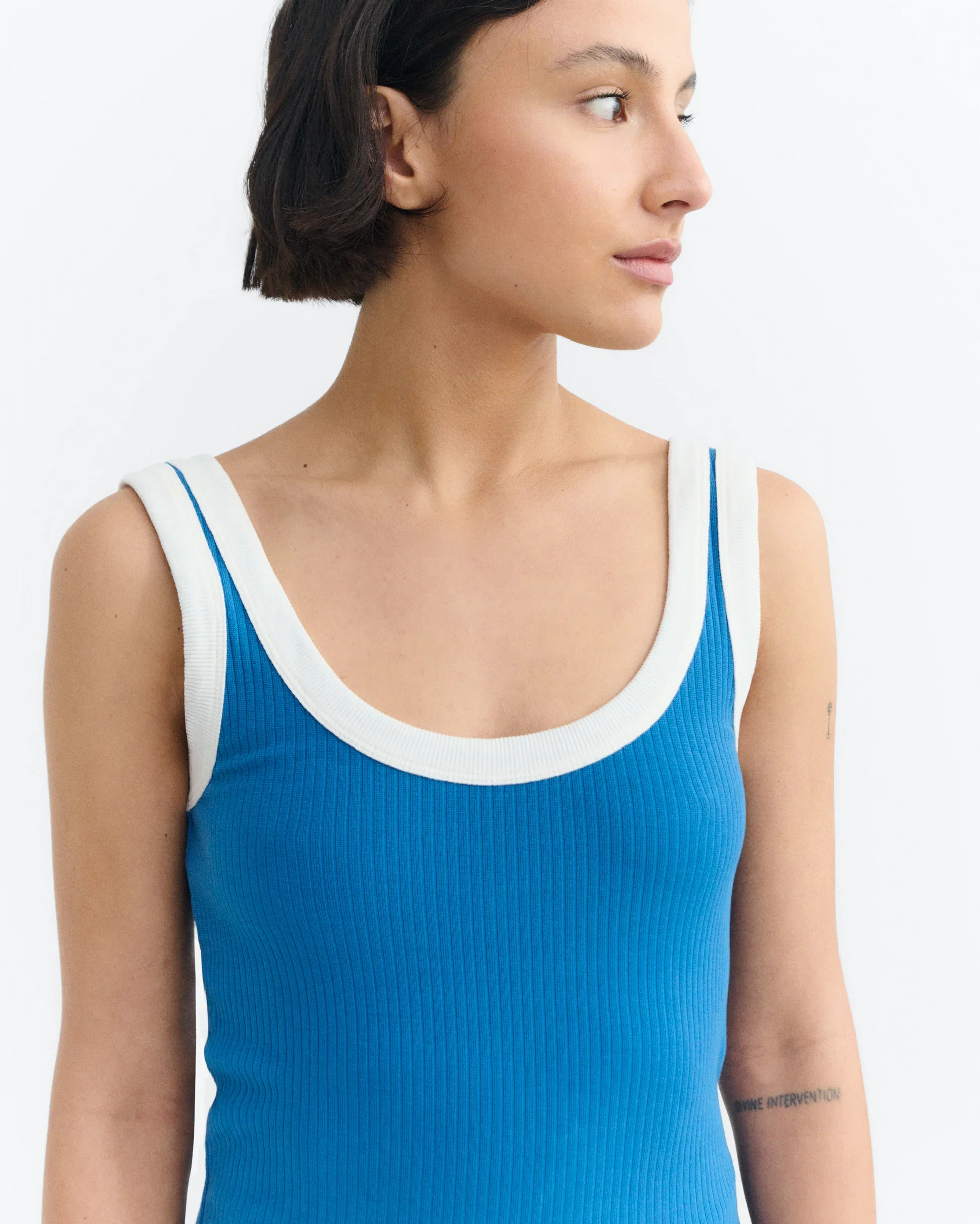 Blue with White Contrast Julia Tank Top - Image 2