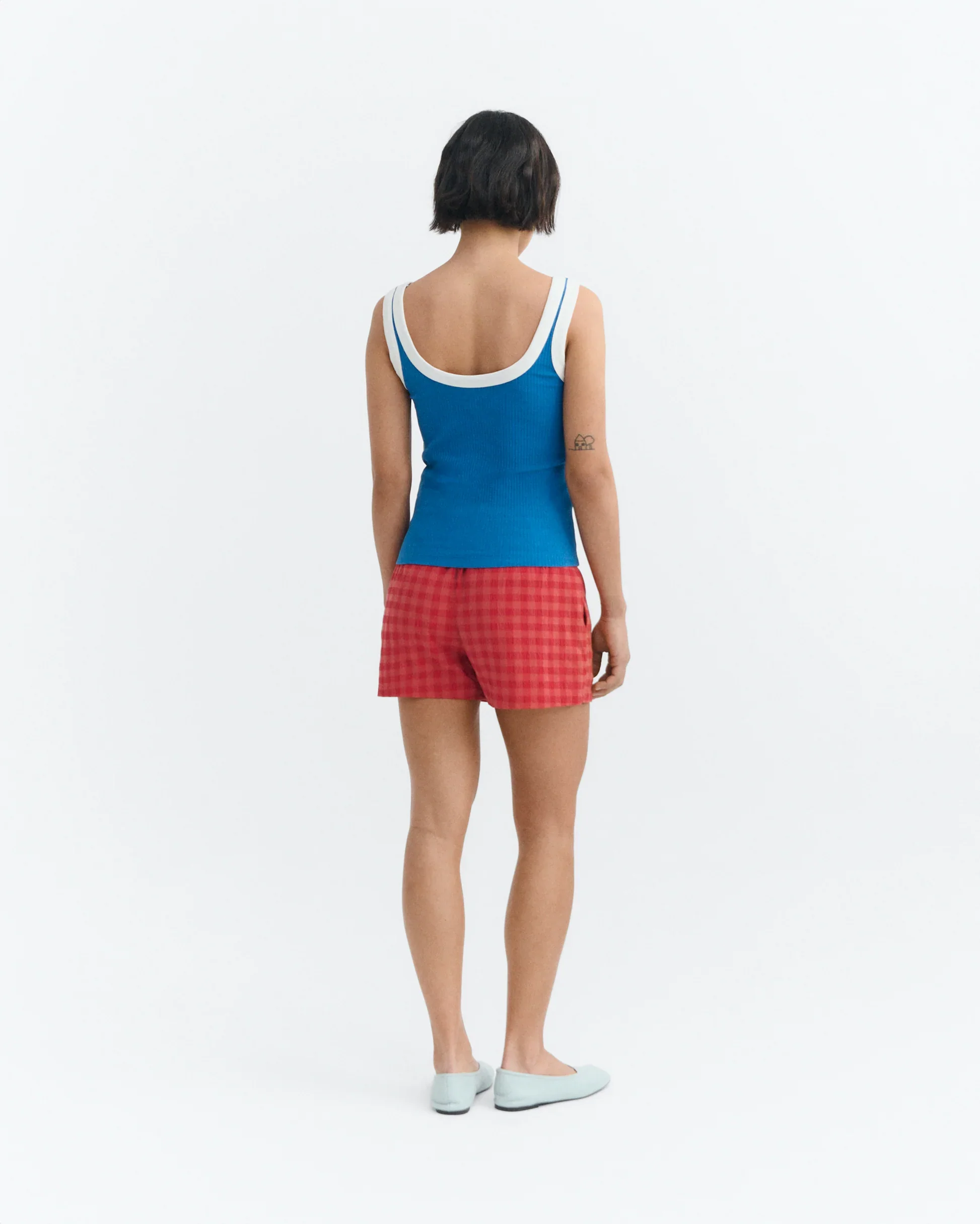 Blue with White Contrast Julia Tank Top - Image 3