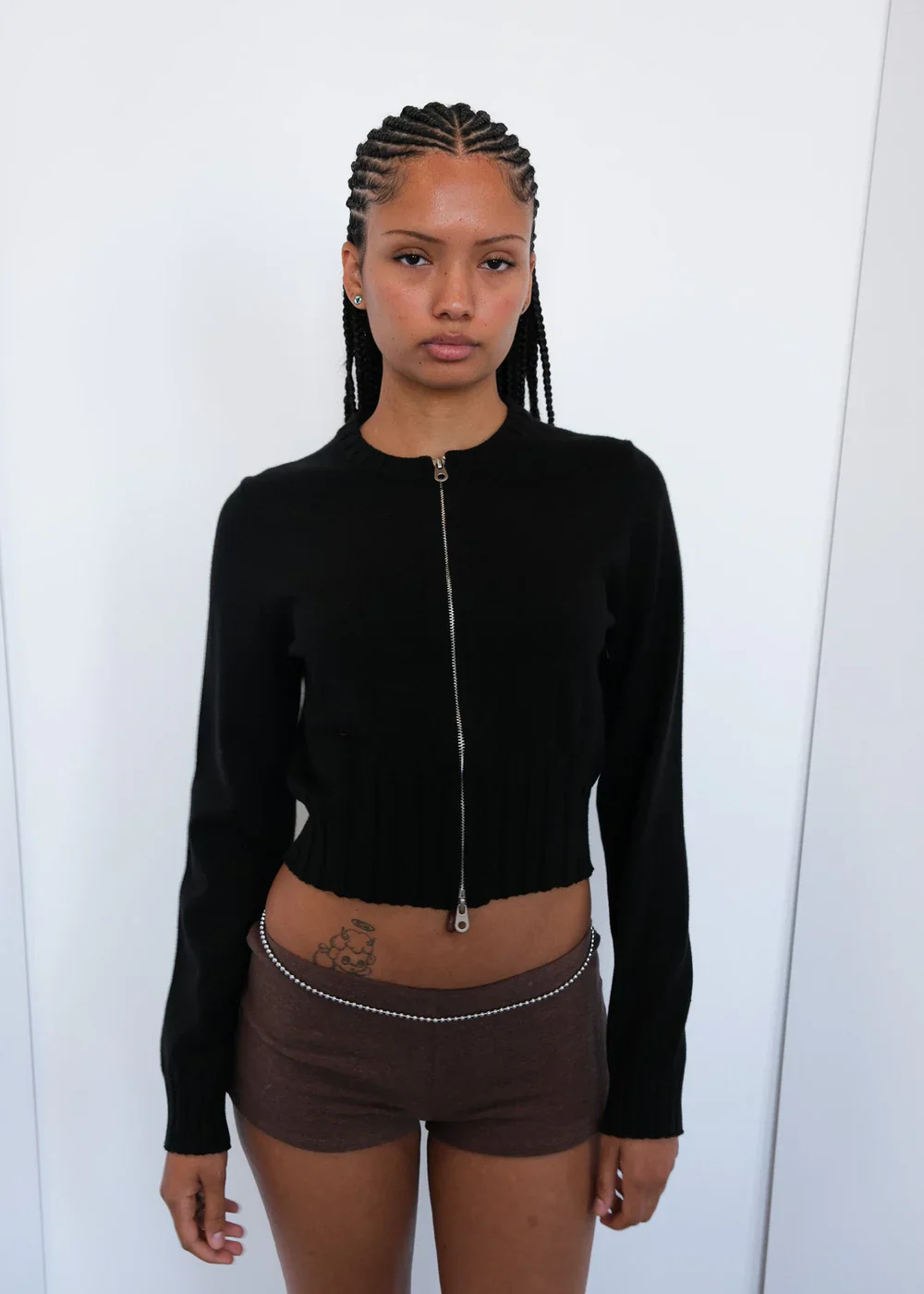 Dennis Zip Cardigan in Black