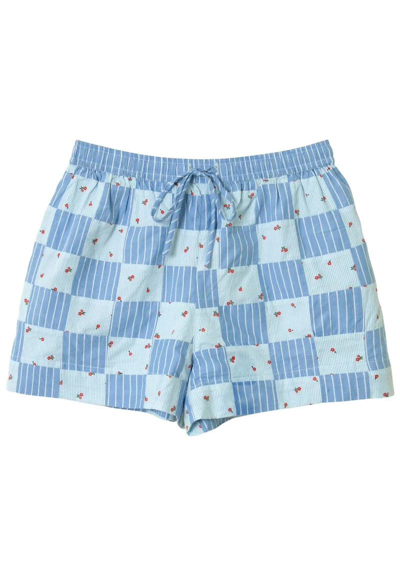 Eluna Boxer Shorts in Blue Stripe and Floral Print