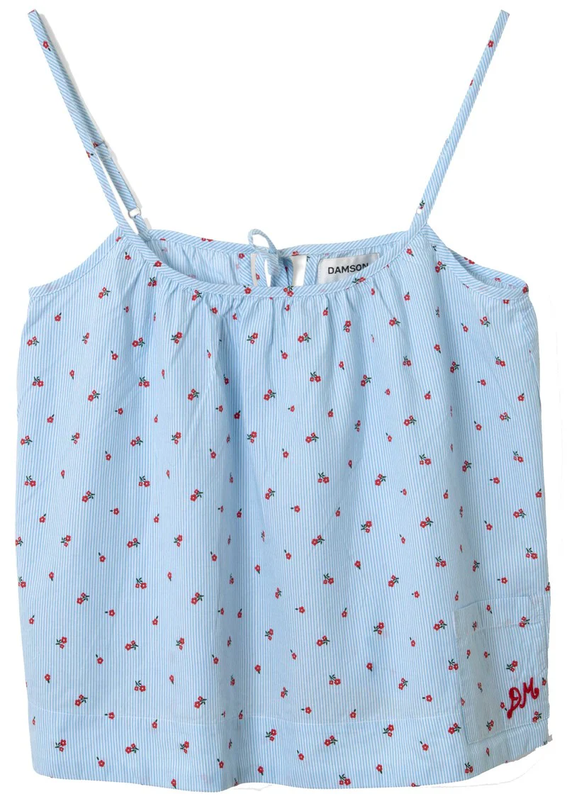 Eluna Cami in Blue Stripe and Floral Print
