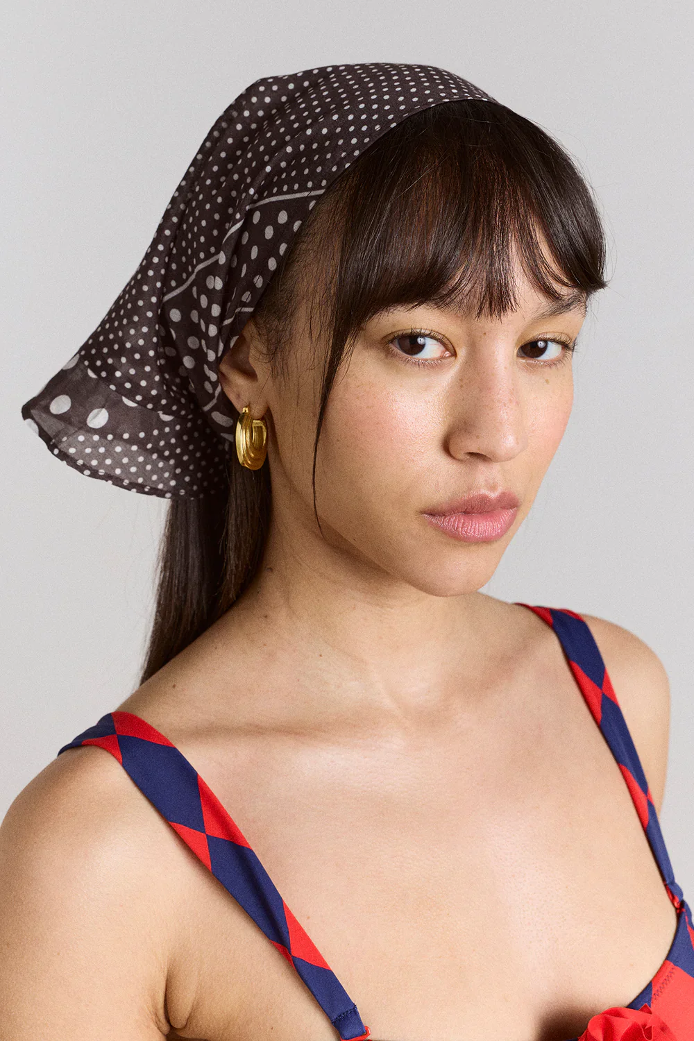 Frill Edge Headscarf in Spot Stripe