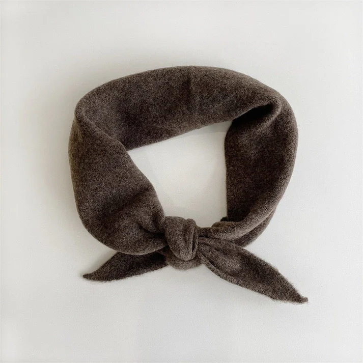 Fuzzy Wool Cravat Scarf in Brown