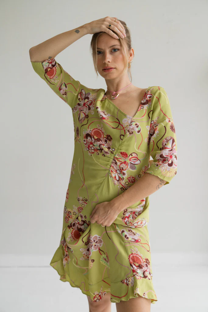 Green Floral Midi Dress - Image 3