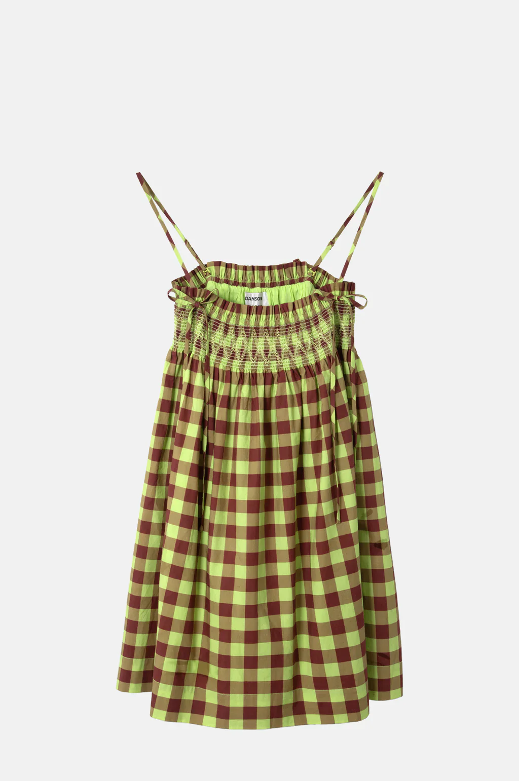 Lilo Mini Dress in Chocolate Avocado Gingham