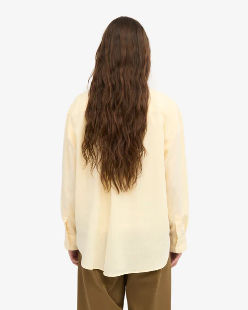 Linen Oversized Shirt in Soft Yellow - Image 3