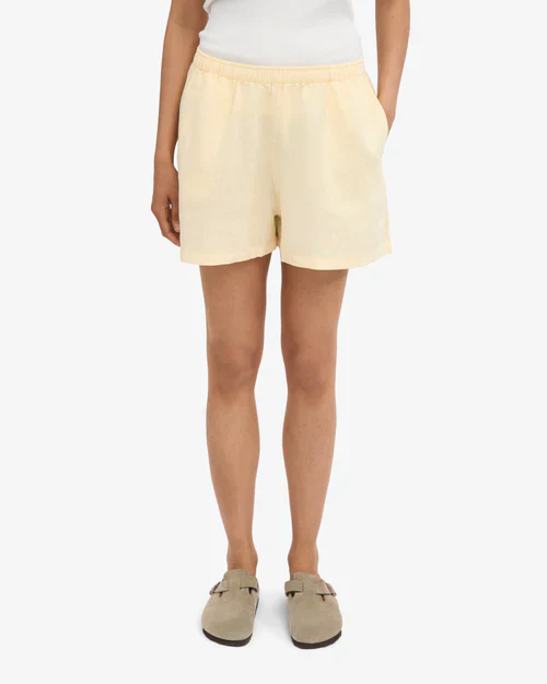 Linen Shorts in Soft Yellow - Image 3