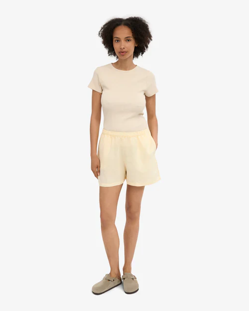 Linen Shorts in Soft Yellow - Image 5