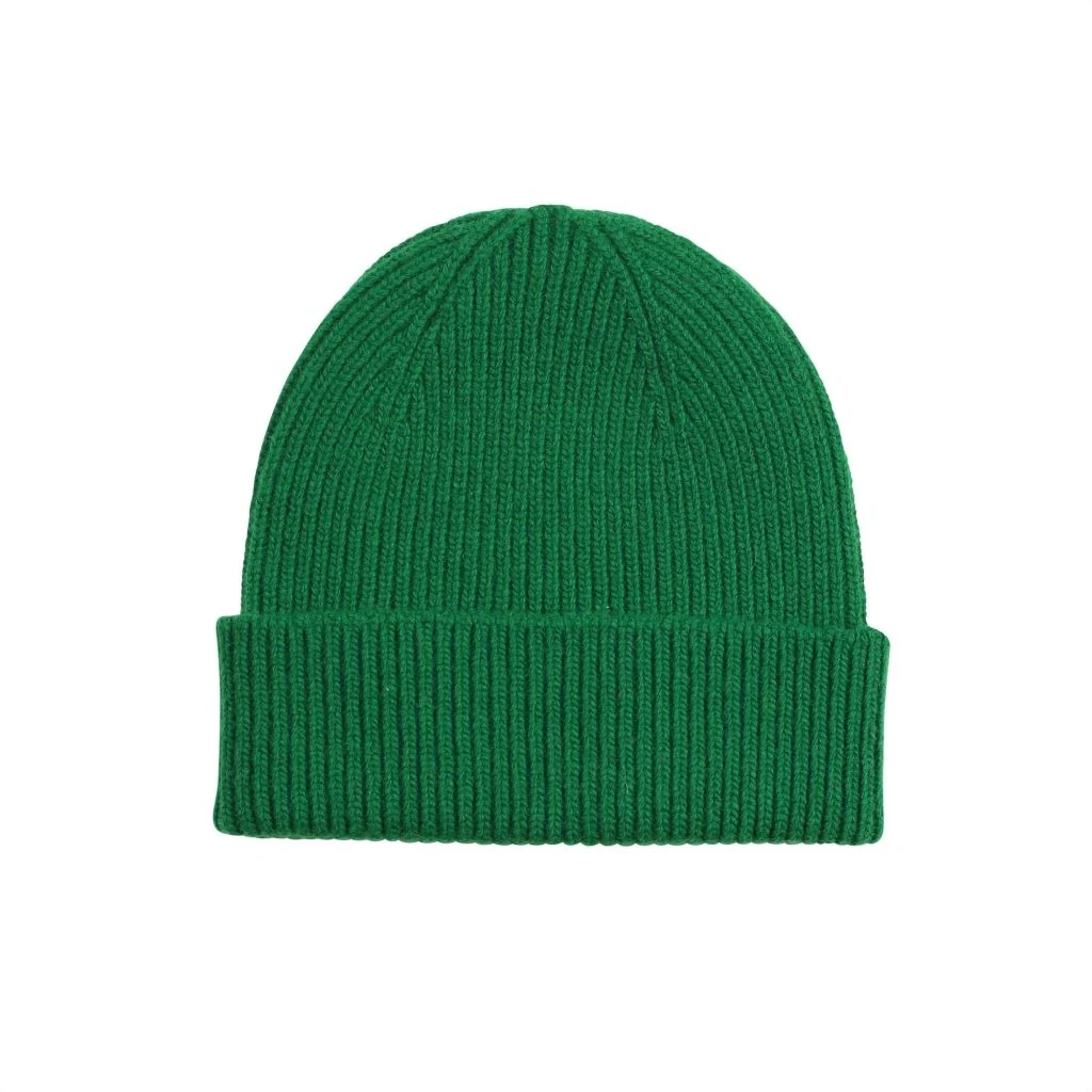 Merino Wool Beanie Hat in Kelly Green