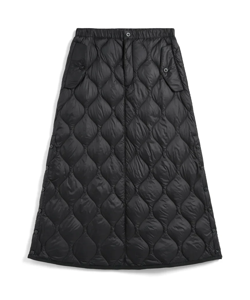 Military Snap Button Down Skirt in Black