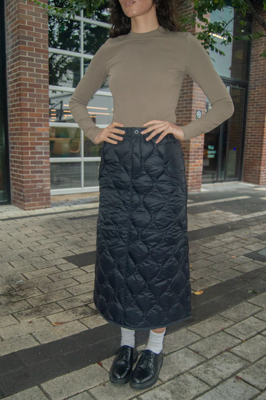 Military Snap Button Down Skirt in Black - Image 2
