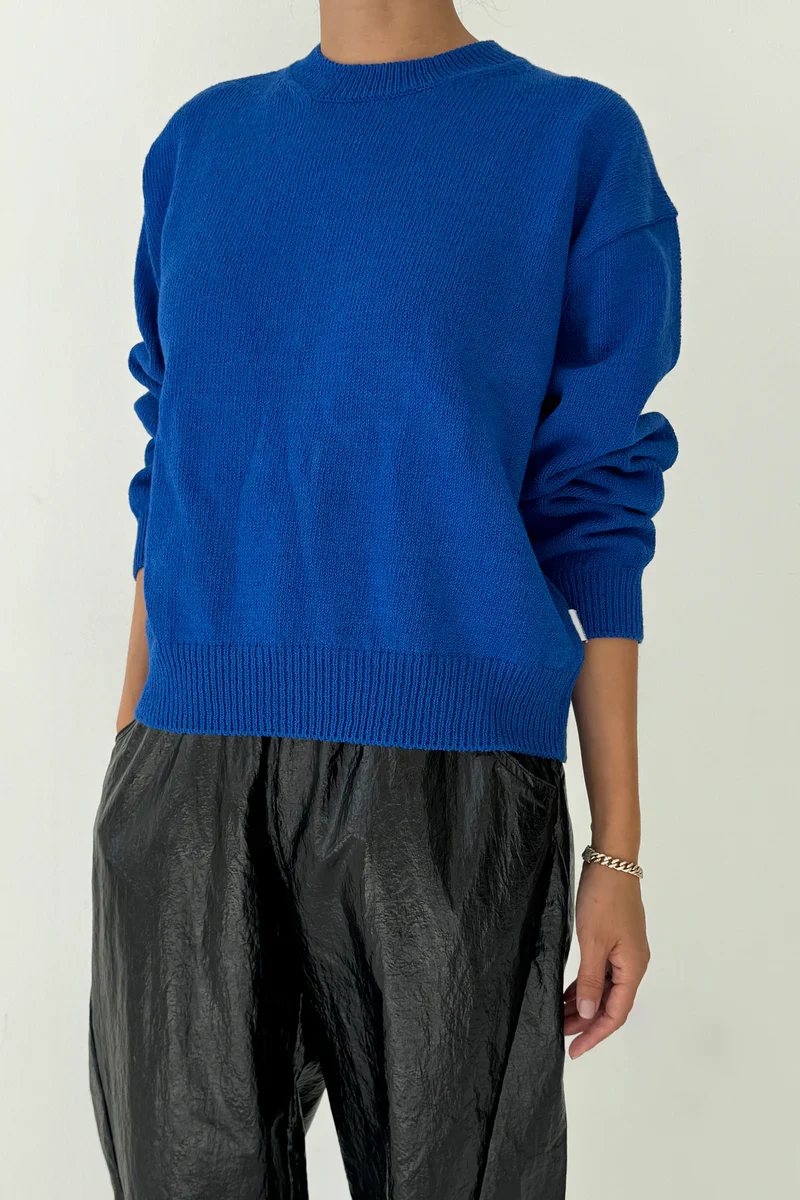 Milo Cotton Sweater in Cobalt Blue