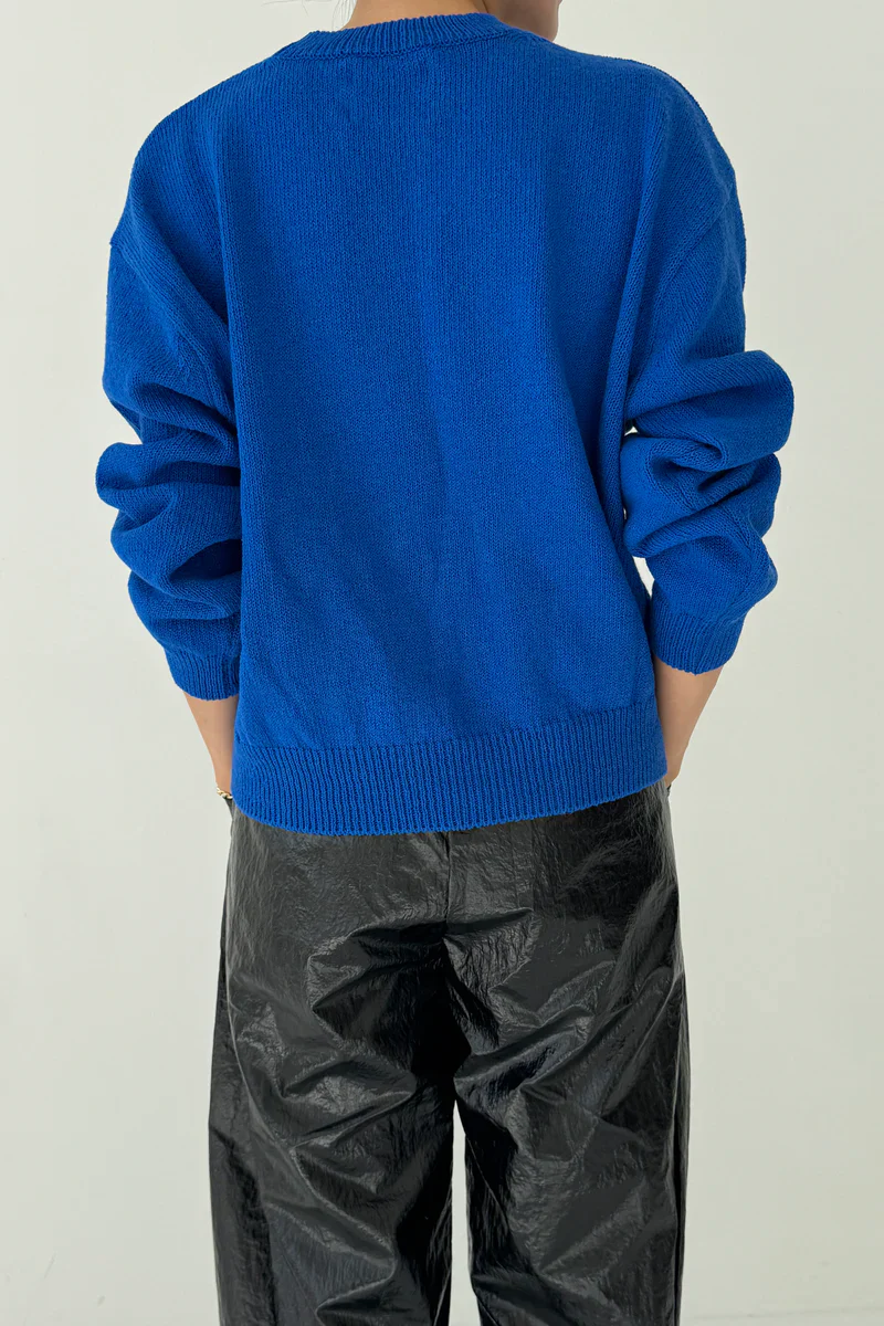 Milo Cotton Sweater in Cobalt Blue - Image 2