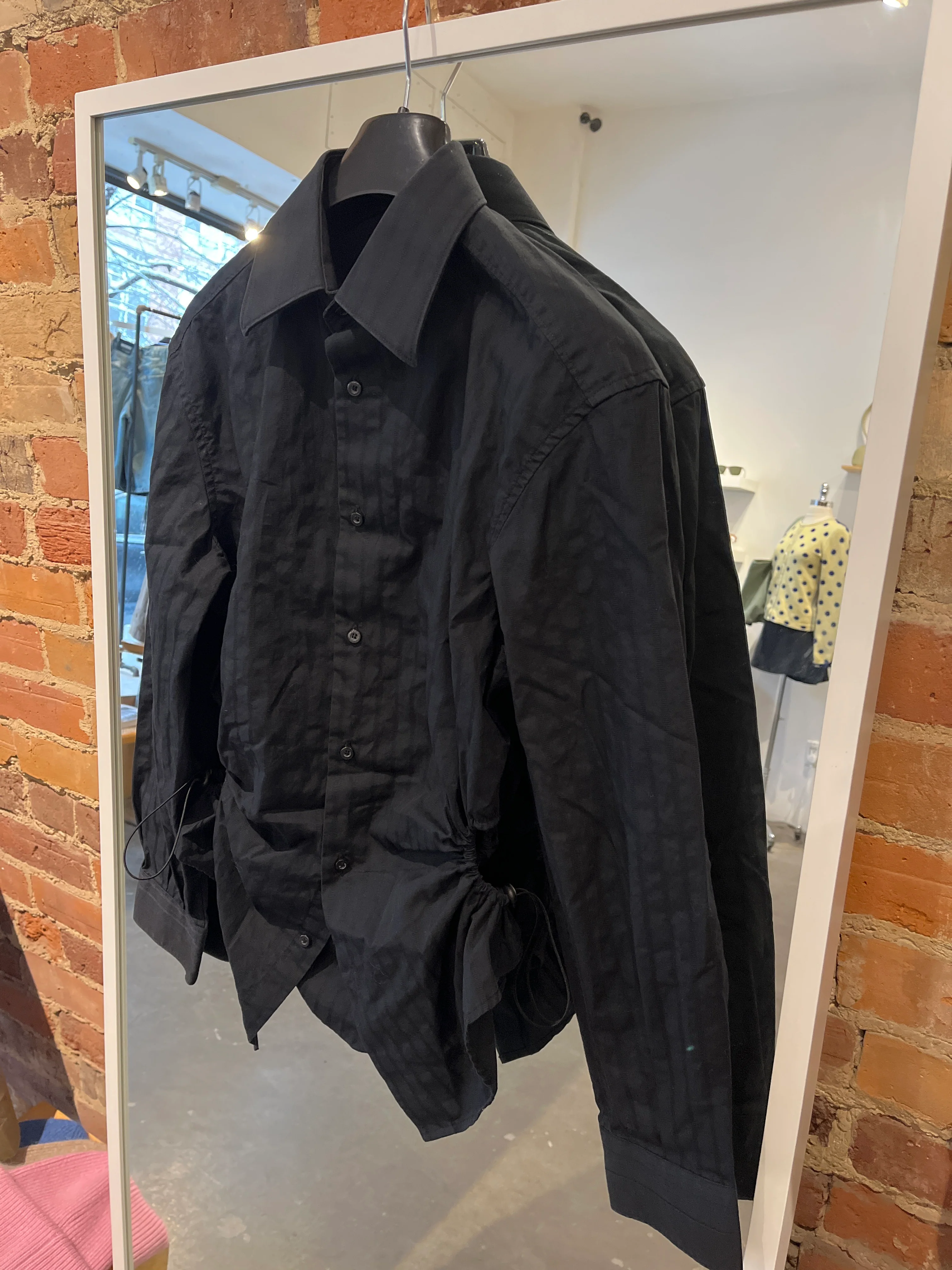 Nena Hansen Bungee Shirt in Black with Subtle Pinstripe Small