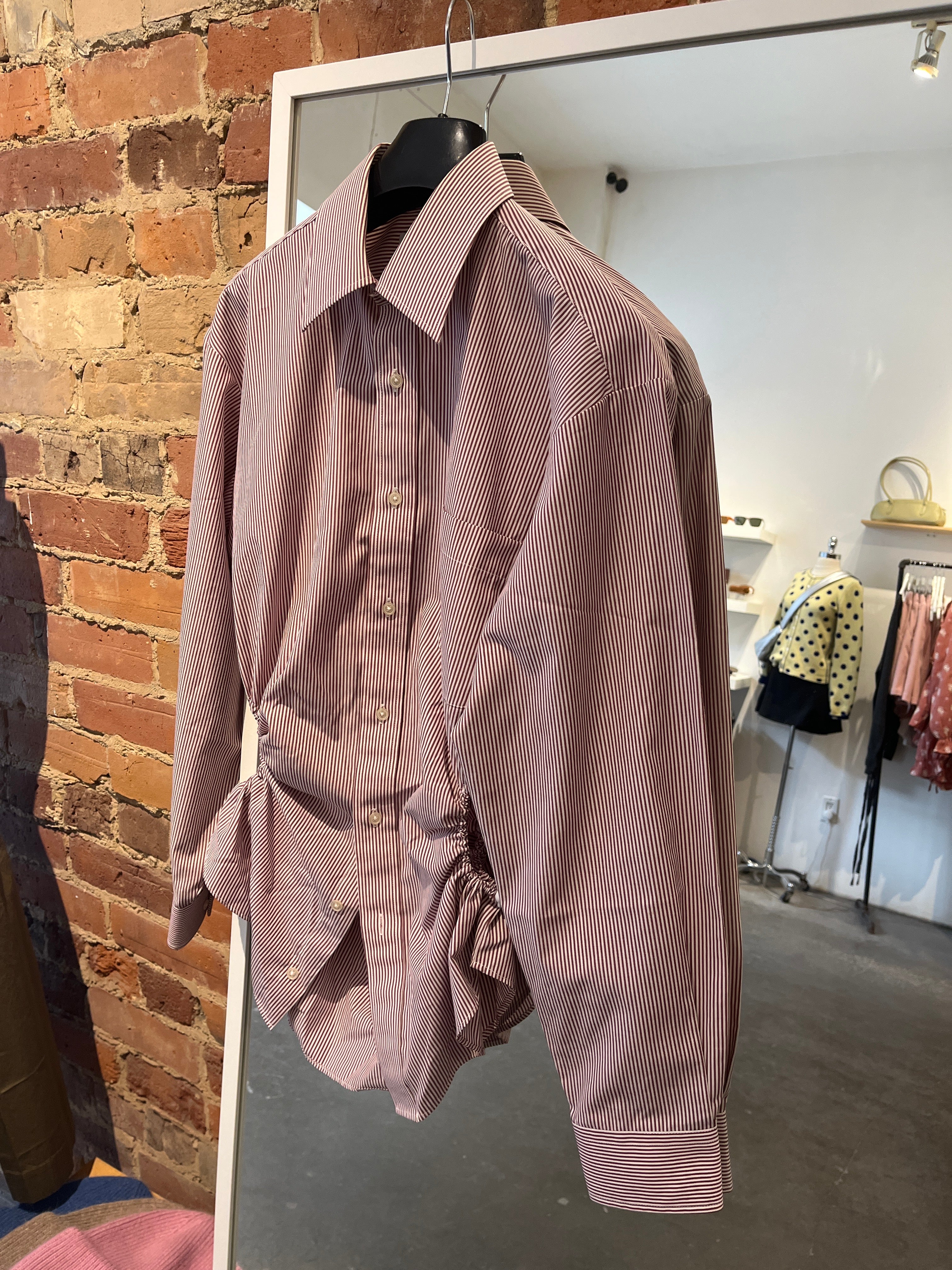 Nena Hansen Bungee Shirt in Pink/Burgundy Pinstripe S/M