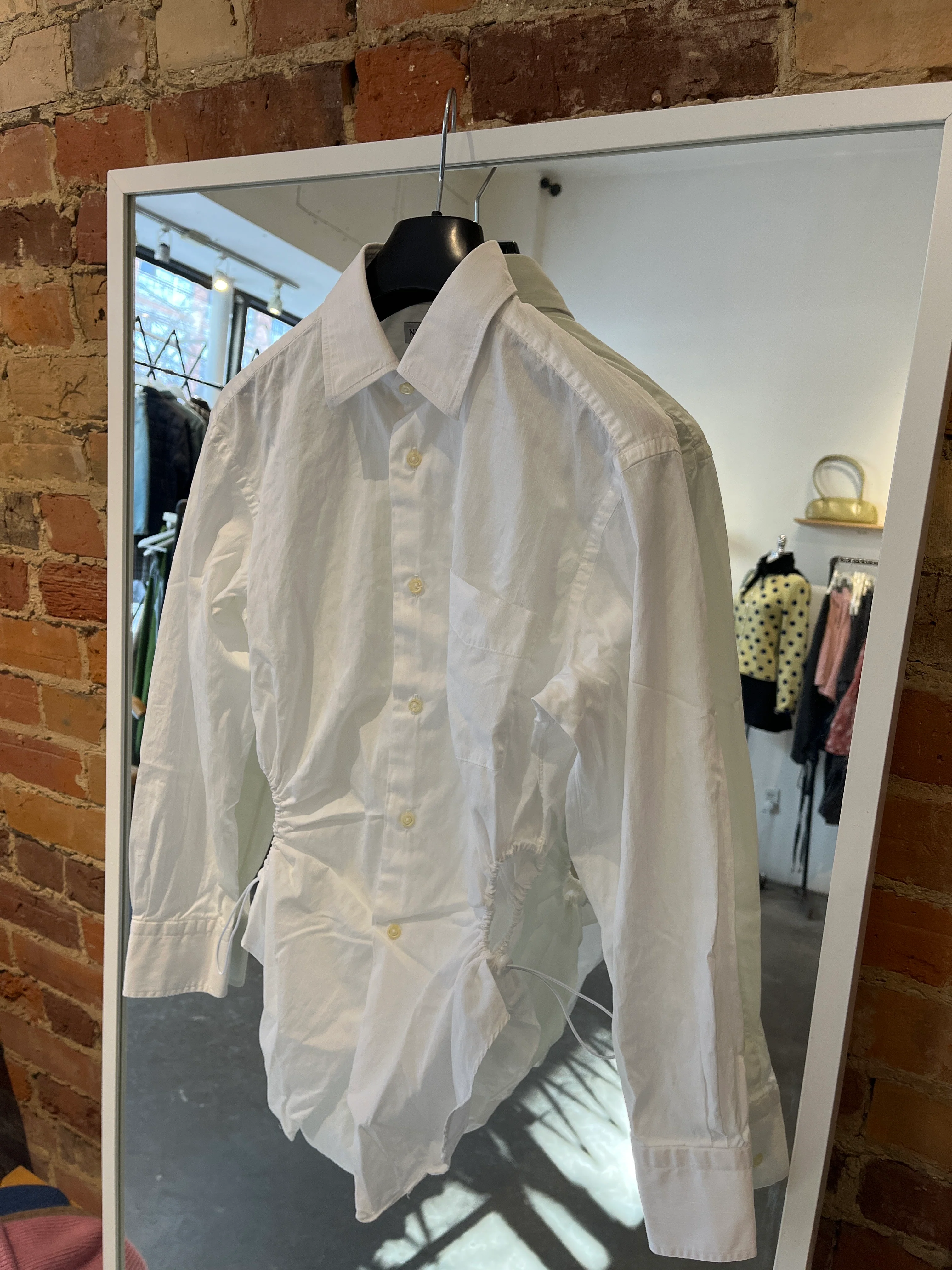 Nena Hansen Bungee Shirt in White with Subtle Stripe XS/S