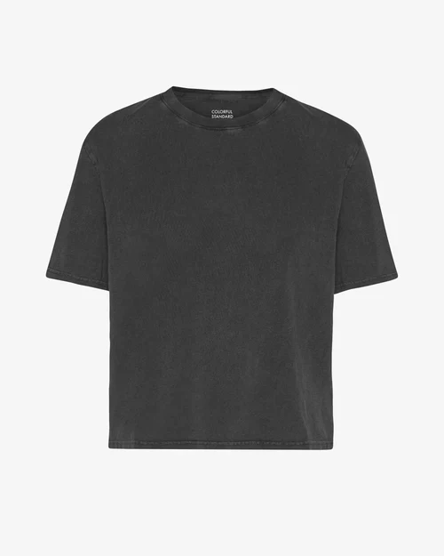 Organic Boxy Crop Tee in Faded Black - Image 4
