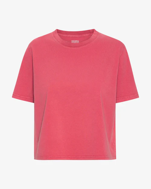 Organic Boxy Crop Tee in Faded Red