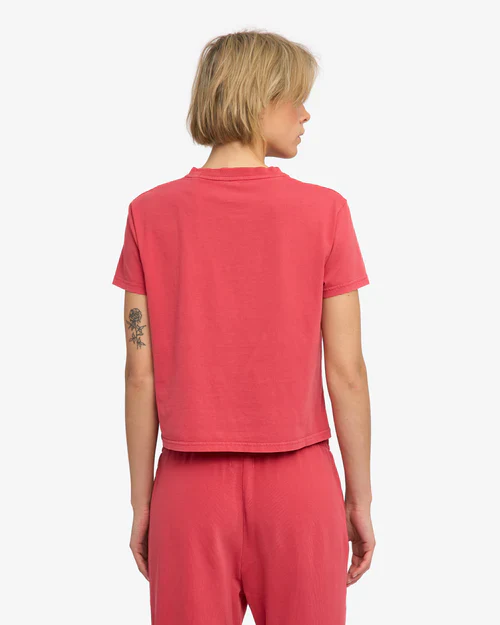 Organic Boxy Crop Tee in Faded Red - Image 4