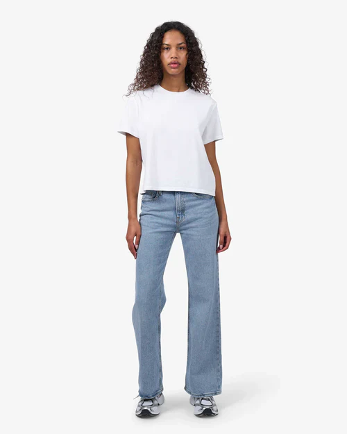 Organic Boxy Crop Tee in White - Image 5