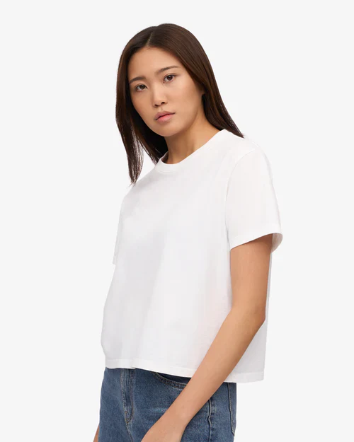 Organic Boxy Crop Tee in White - Image 8