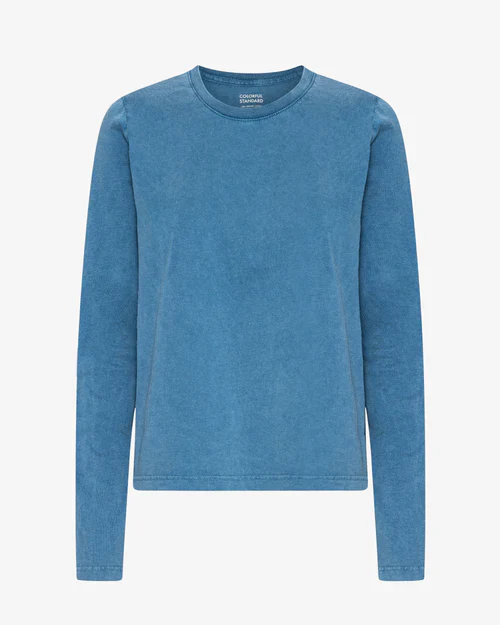 Organic Long Sleeve T-Shirt in Faded Indigo