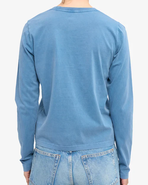 Organic Long Sleeve T-Shirt in Faded Indigo - Image 3