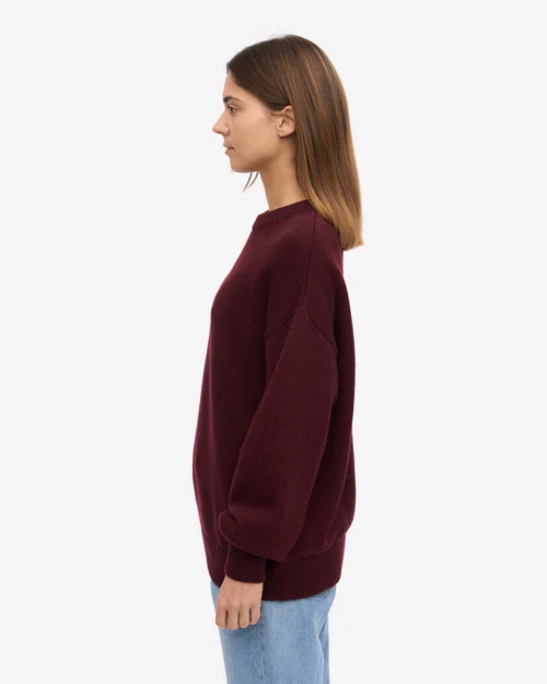 Oversized Merino Wool Sweater in Oxblood Red - Image 3