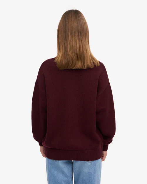 Oversized Merino Wool Sweater in Oxblood Red - Image 4