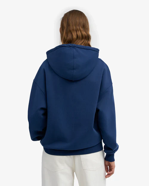 Oversized Organic Zip Hoodie in Marine Blue - Image 4