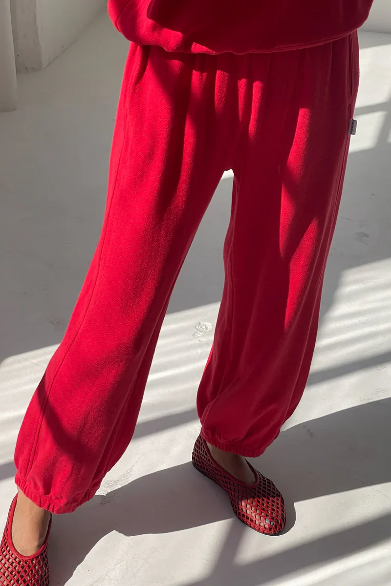POINTELLE BALLOON PANTS IN RED APPLE - Image 2