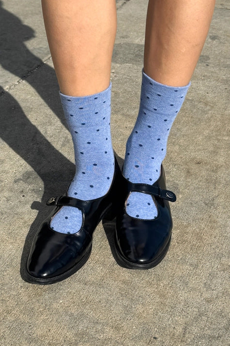 Polka Dot Sneaker Socks in Blue/Navy - Image 2