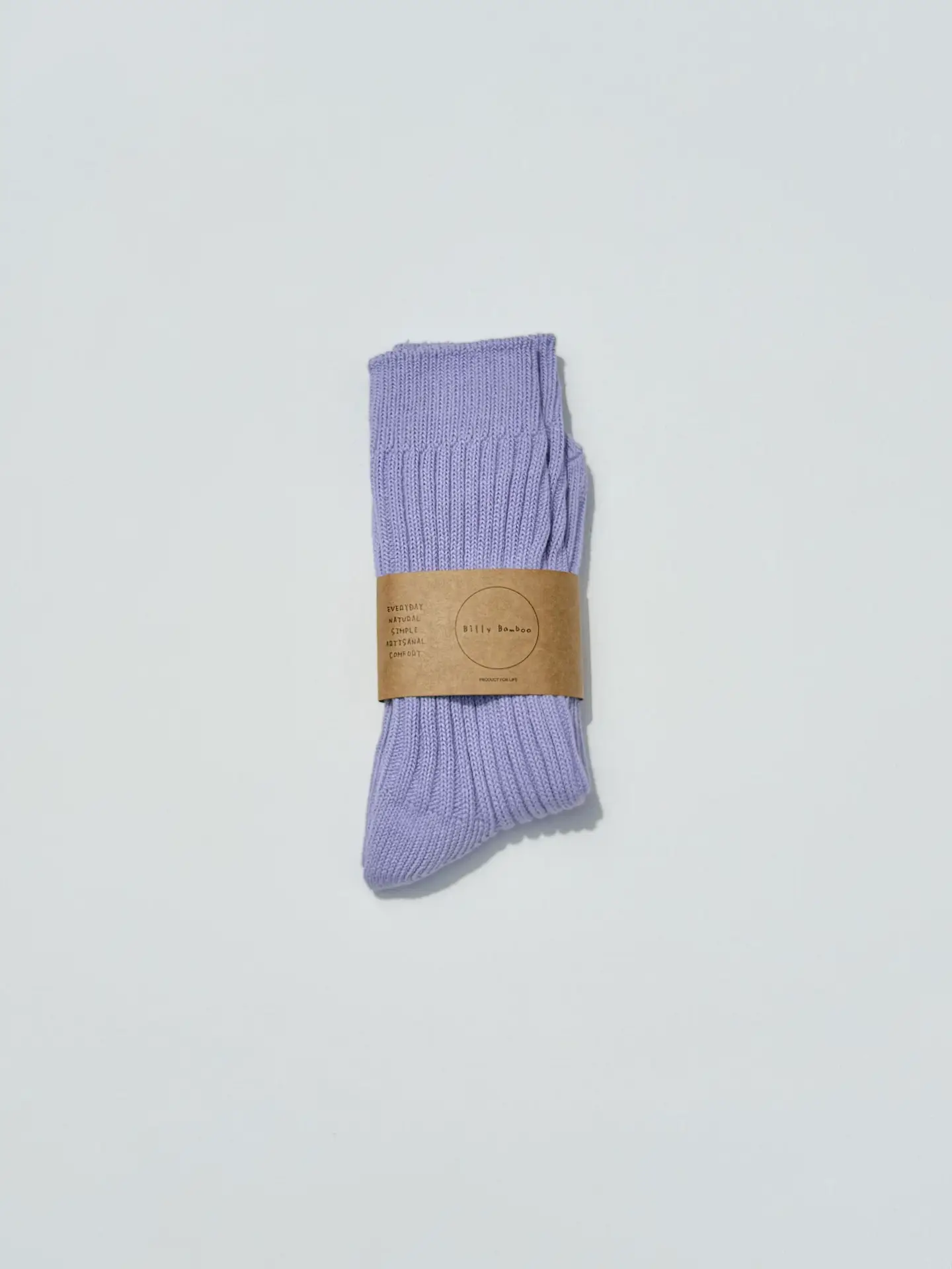 Ribbed Cotton High Socks in Lavender