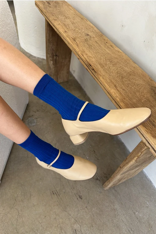 Ribbed Socks in Cobalt Blue - Image 2