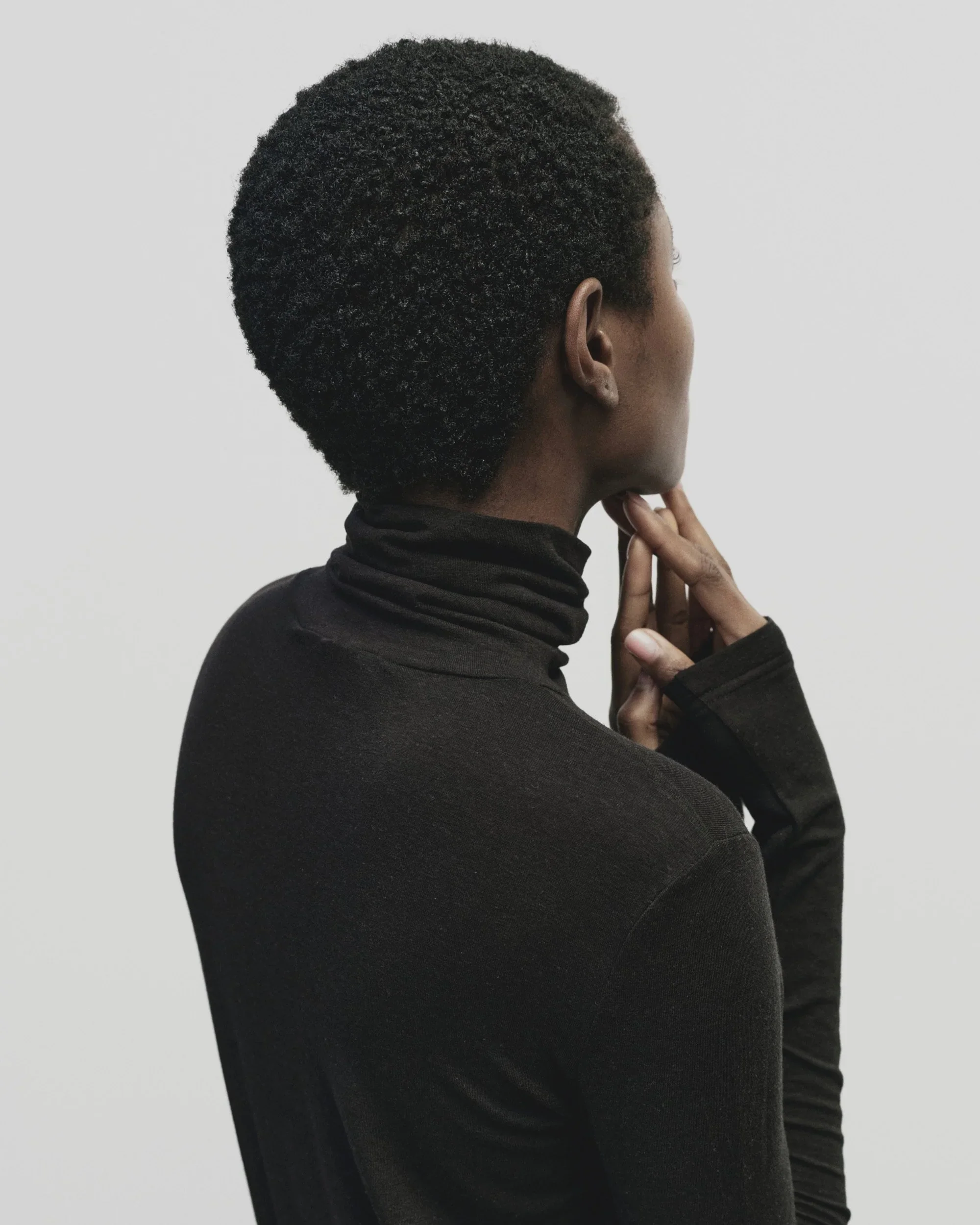 ROLL NECK JERSEY TOP IN BLACK - Image 2