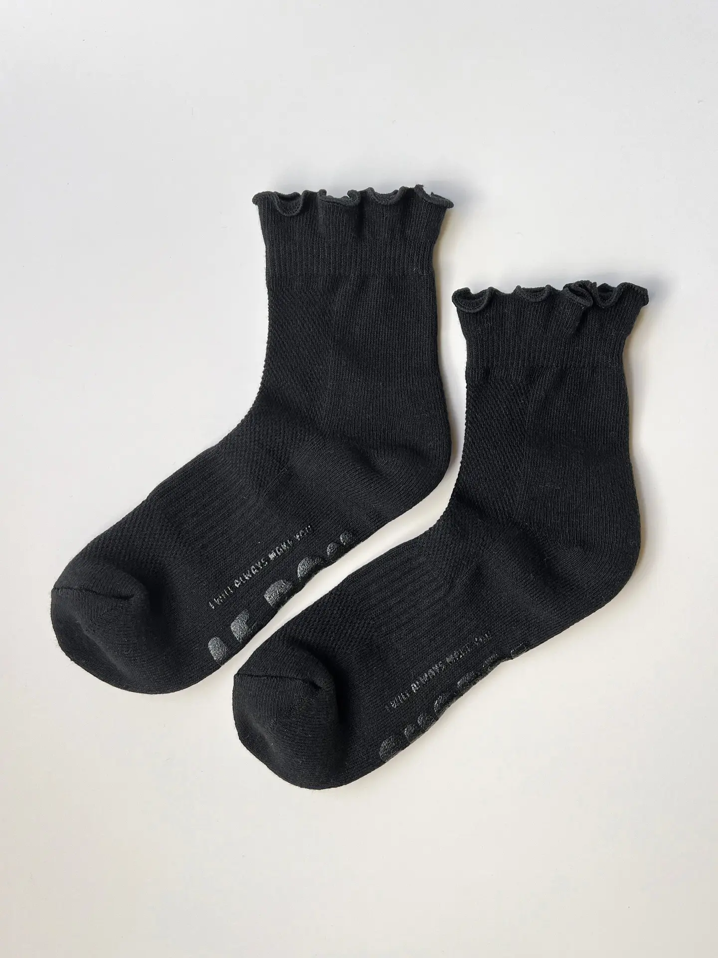 Ruffled Crew Socks in Black