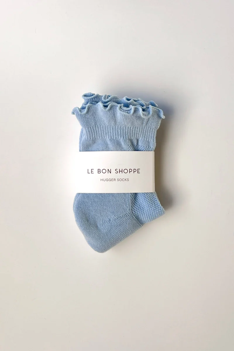Ruffled Crew Socks in Periwinkle/Red - Image 2