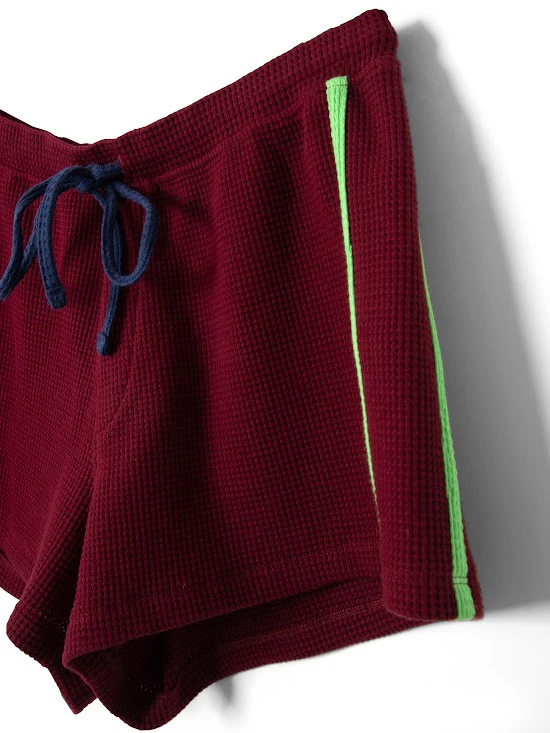 Rylee Waffle Shorts in Burgundy - Image 2