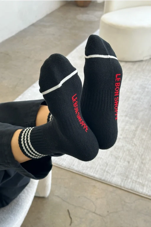 Short Striped Socks in Black - Image 2