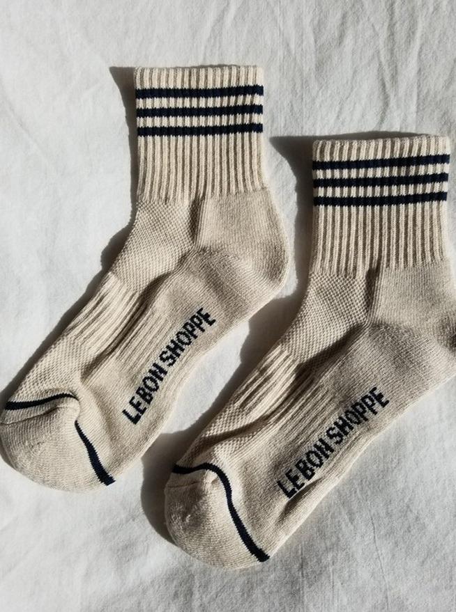 Short Striped Socks in Oatmeal