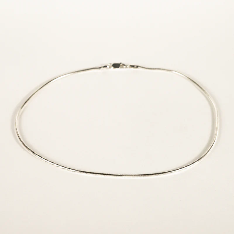 Snake Choker Necklace in Silver 16" - Image 2