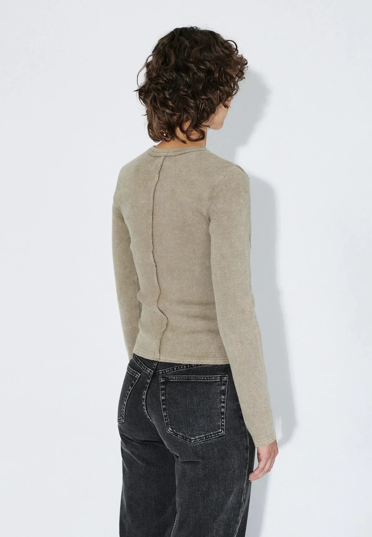 Stella Rib Top in Washed Khaki - Image 3